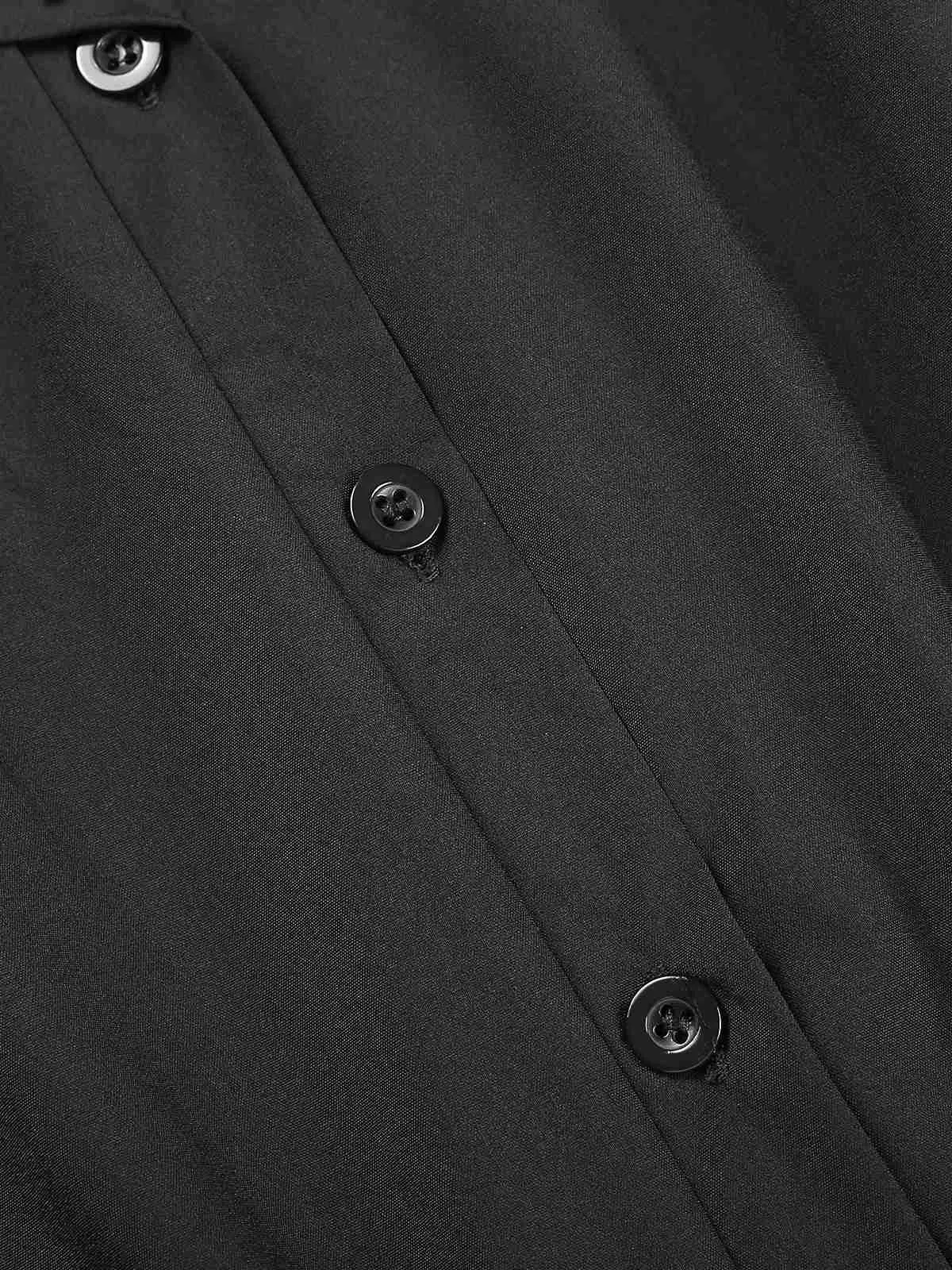 1940s Solid Cap Sleeves Buttoned Shirt Dress