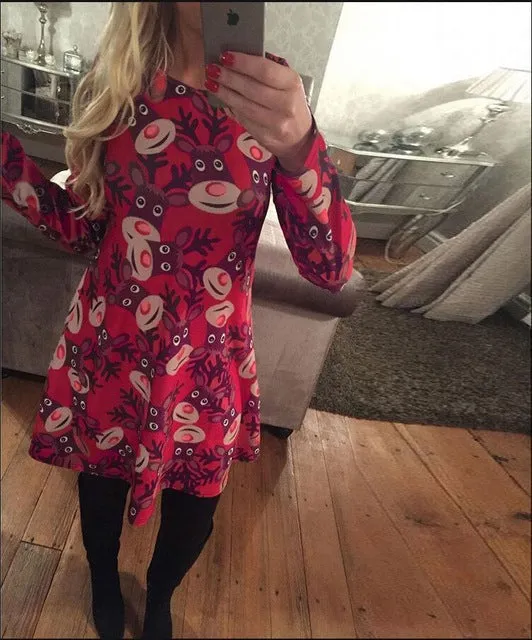 2018 Autumn Women Christmas Dress 5XL Plus Size New Year Festival Large Size Long Sleeve Tree Casual vintage Winter Dress Ladies