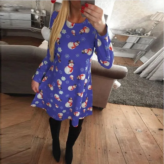 2018 Autumn Women Christmas Dress 5XL Plus Size New Year Festival Large Size Long Sleeve Tree Casual vintage Winter Dress Ladies