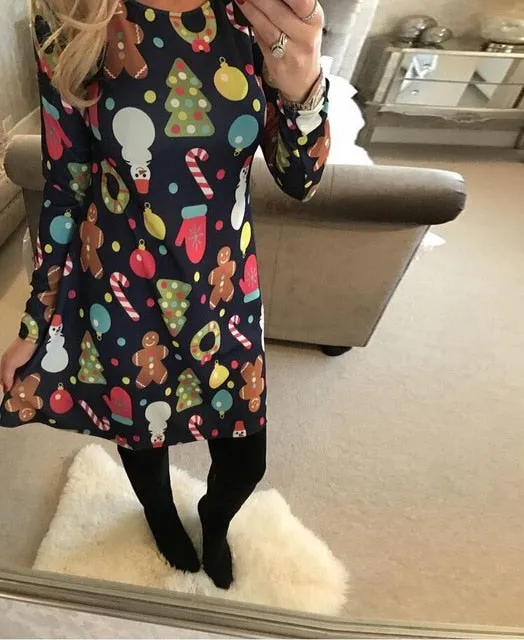 2018 Autumn Women Christmas Dress 5XL Plus Size New Year Festival Large Size Long Sleeve Tree Casual vintage Winter Dress Ladies