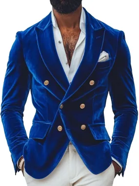【24-hour shipping】Men's Double-Breasted Velvet Casual Blazer