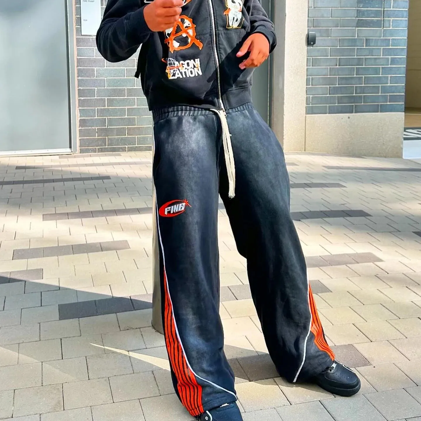 American Hip Hop Cargo Sweatpants - Striped Oversize Joggers