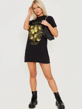 Bekka Beverly Hills Butterfly Graphic Print T-shirt Dress In Black