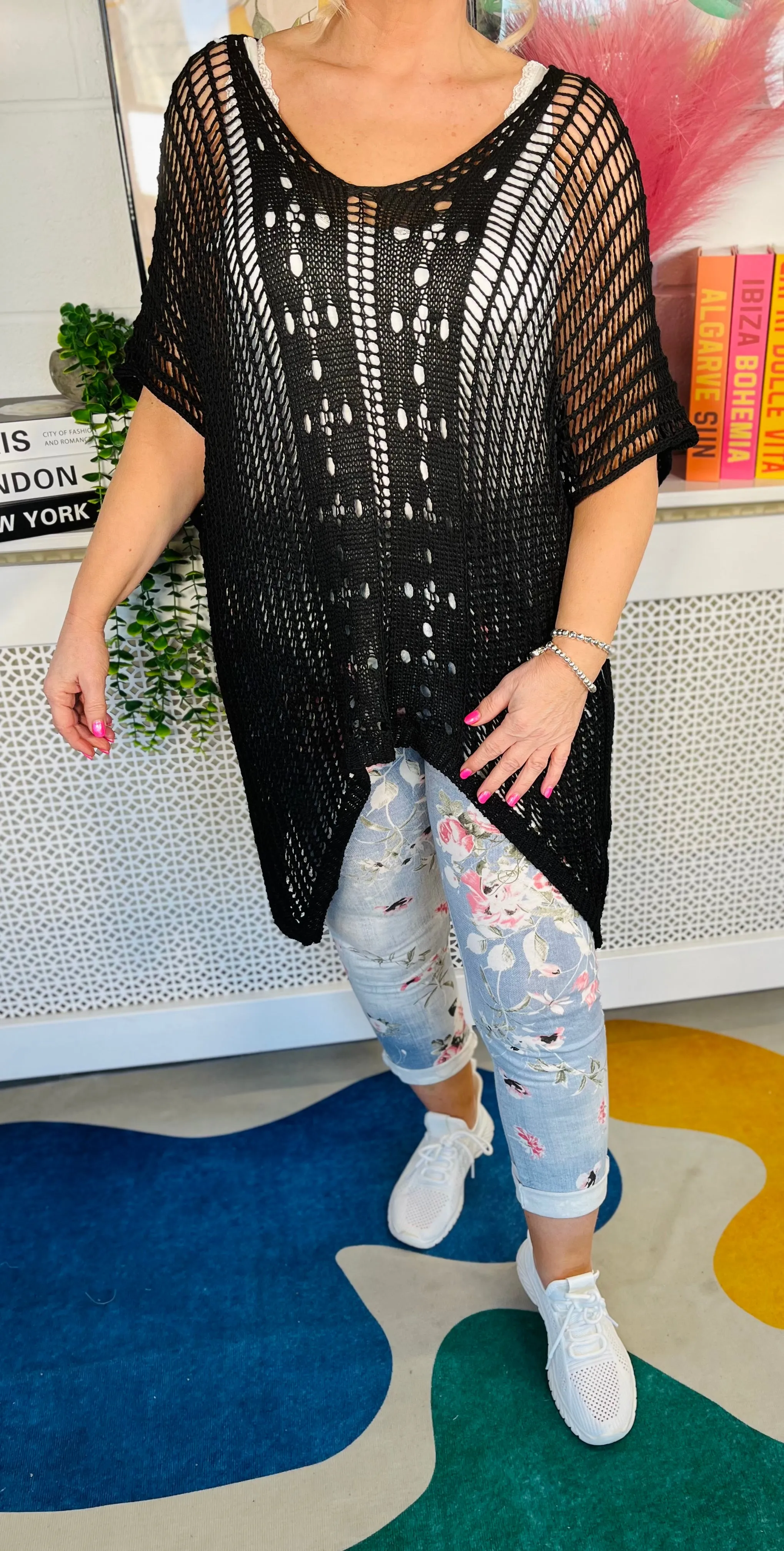 Belinda Breeze Crochet Top - Black