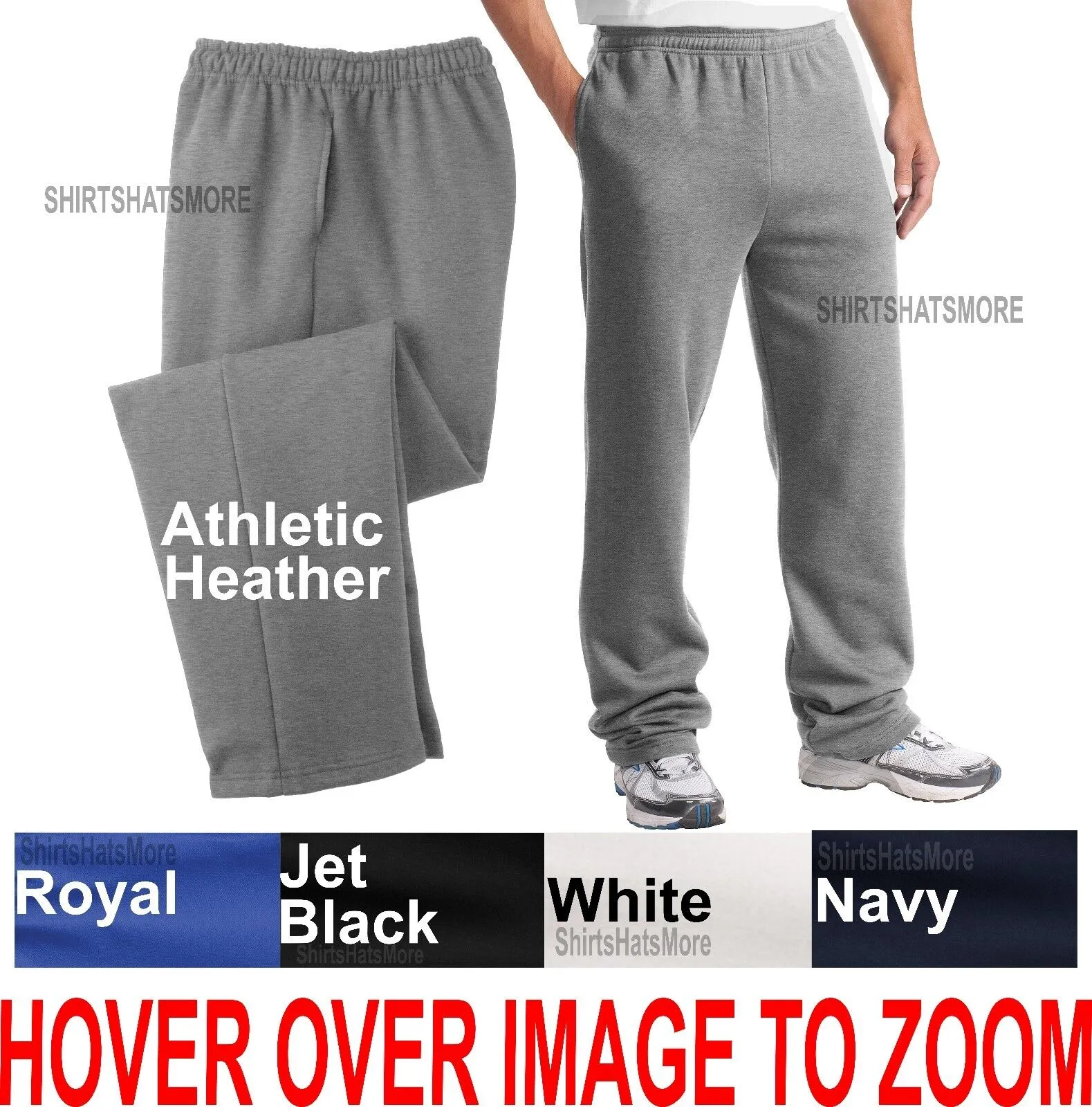 BIG MENS Open Bottom Sweatpants with POCKETS Comfortable Sizes 2XL 3XL 4XL NEW