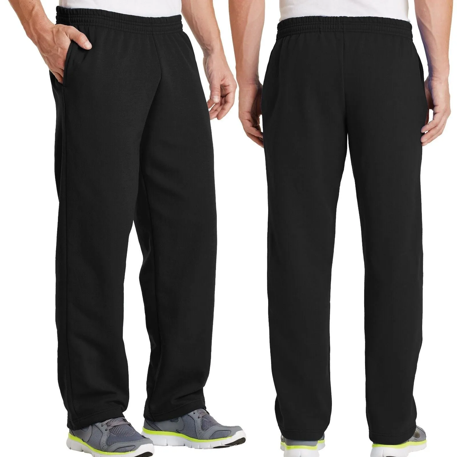 BIG MENS Open Bottom Sweatpants with POCKETS Comfortable Sizes 2XL 3XL 4XL NEW