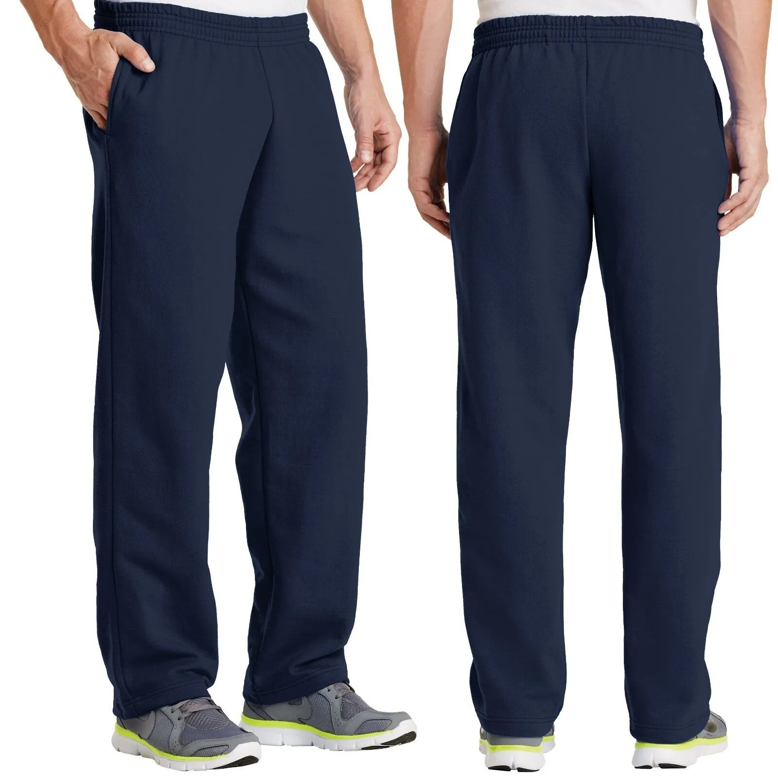 BIG MENS Open Bottom Sweatpants with POCKETS Comfortable Sizes 2XL 3XL 4XL NEW