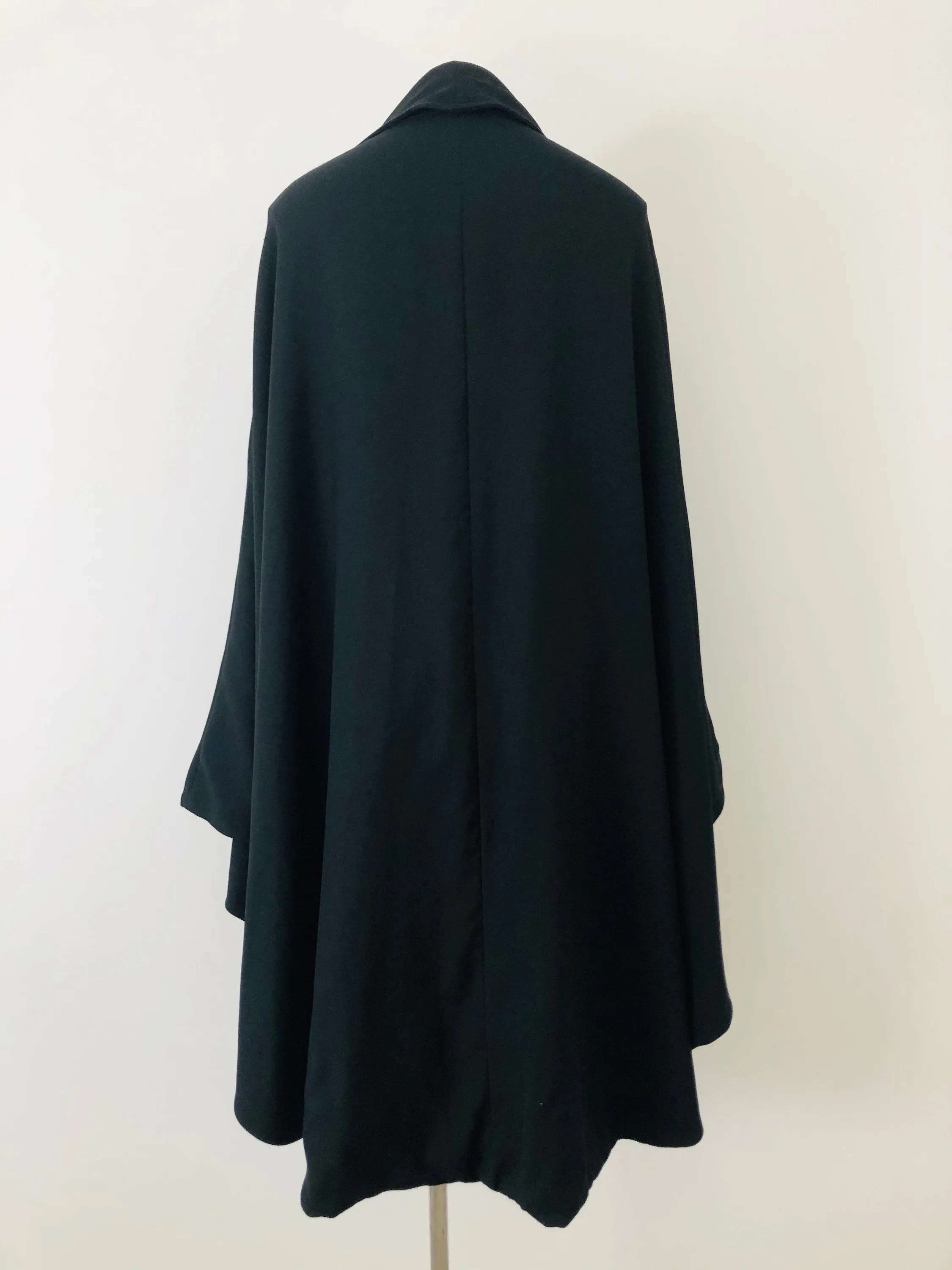 Black fringe scarf wool cape
