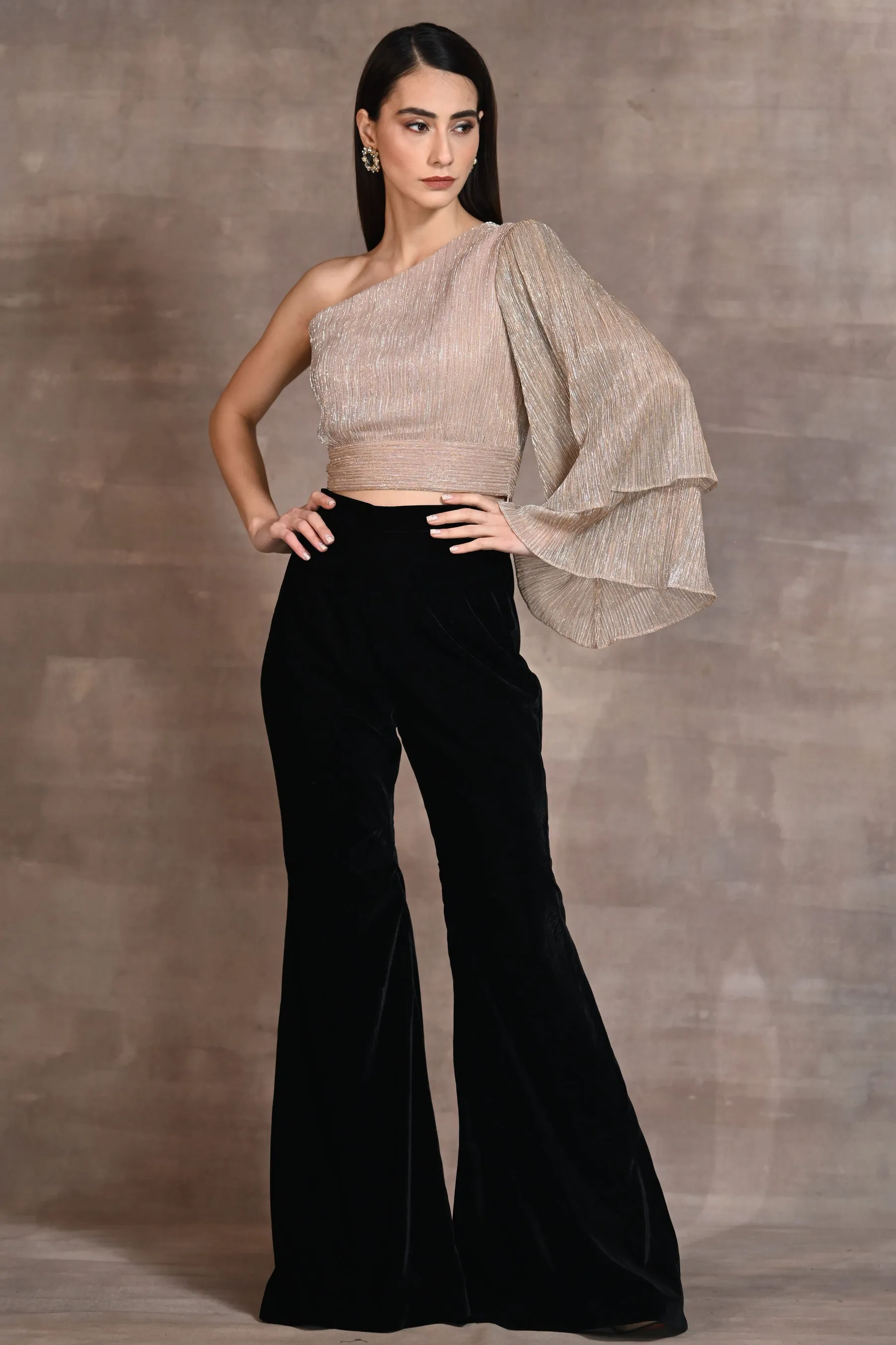 Black Velvet Flared Pants