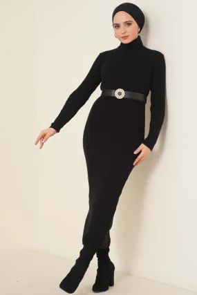 BNG Women Ribbed Long Sweater Dress Black - Clermont
