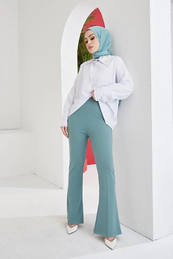 BNG Women Spanish Flared Fabric Pants Mint - Clermont