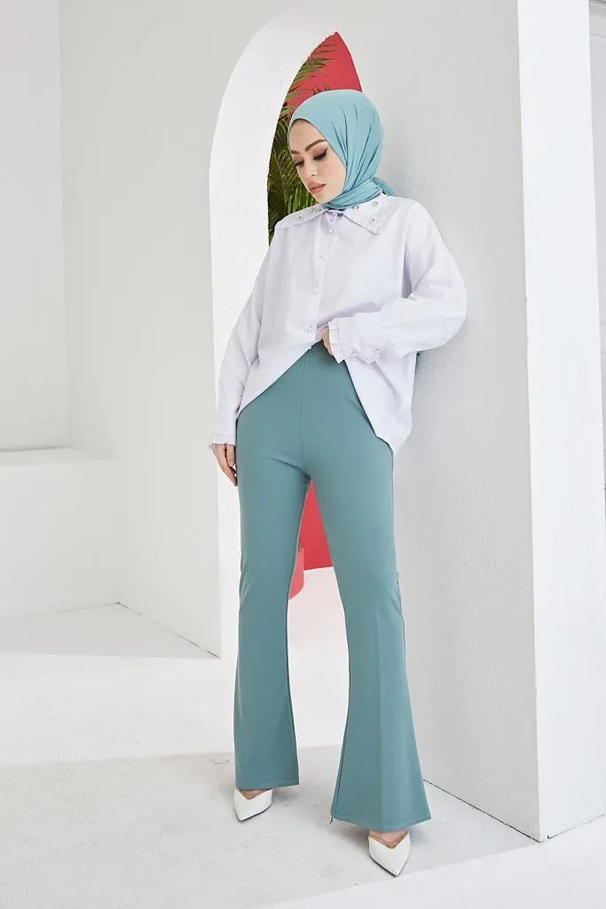 BNG Women Spanish Flared Fabric Pants Mint - Clermont