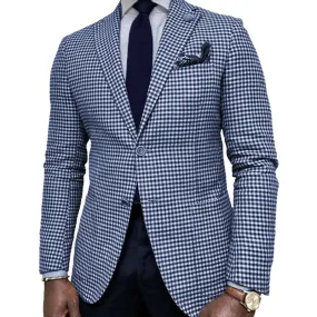Business Casual Notch Lapel Chest Pocket Single Breasted Plaid Blazer 250199964