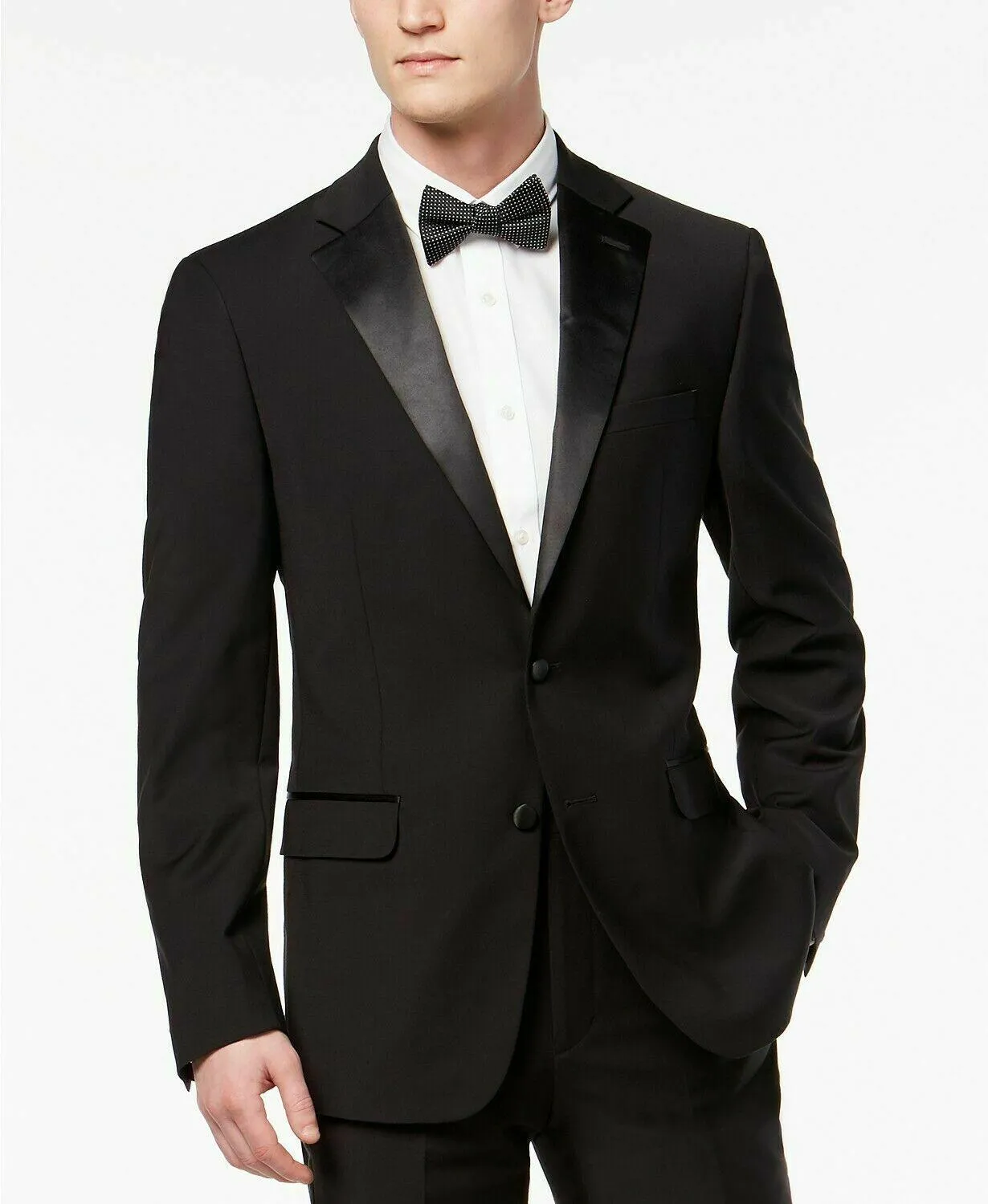Calvin Klein Mens Slim fit Sport Coat Blazer 40 S Black Stretch
