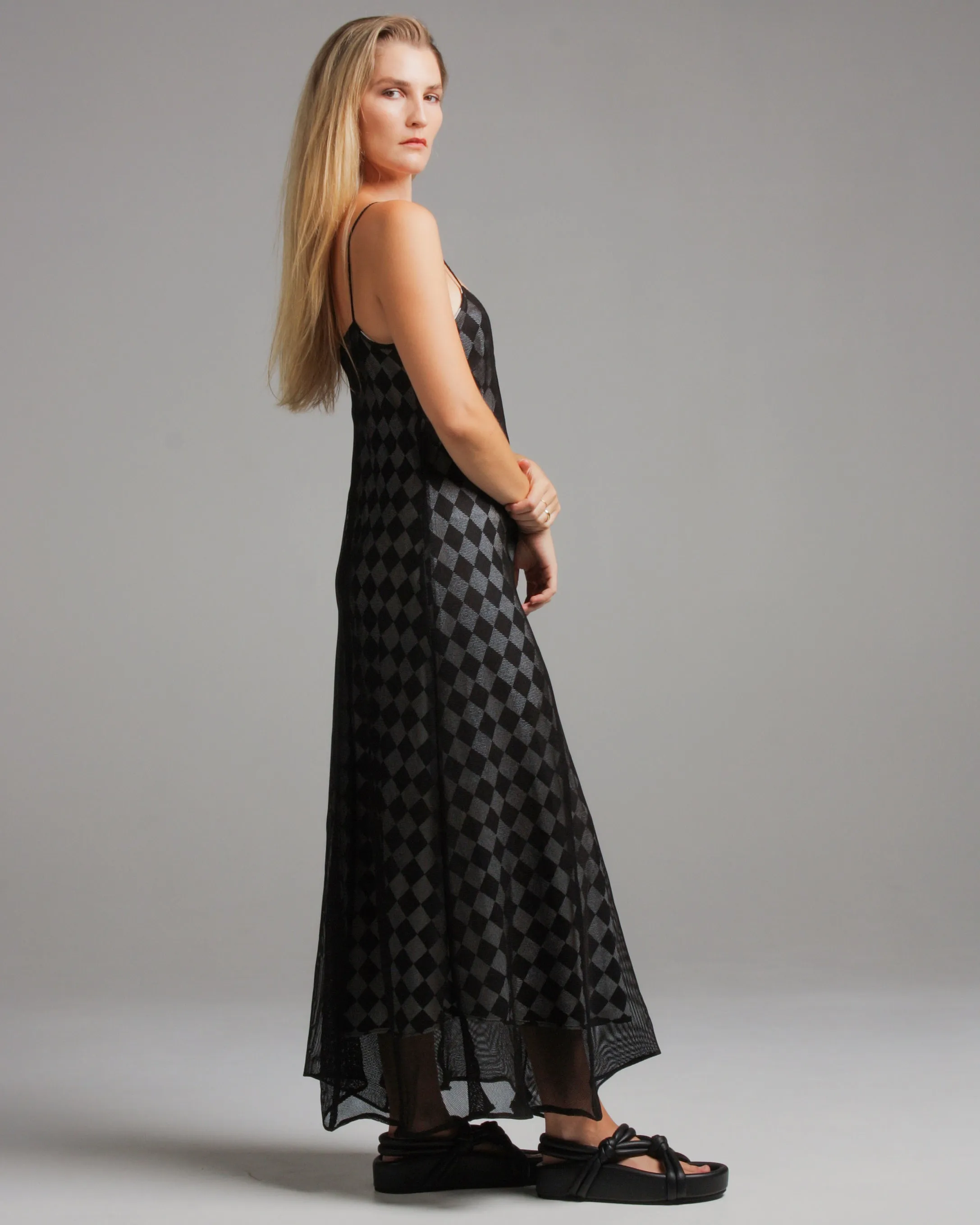 Checkerboard Bias Slip Dress