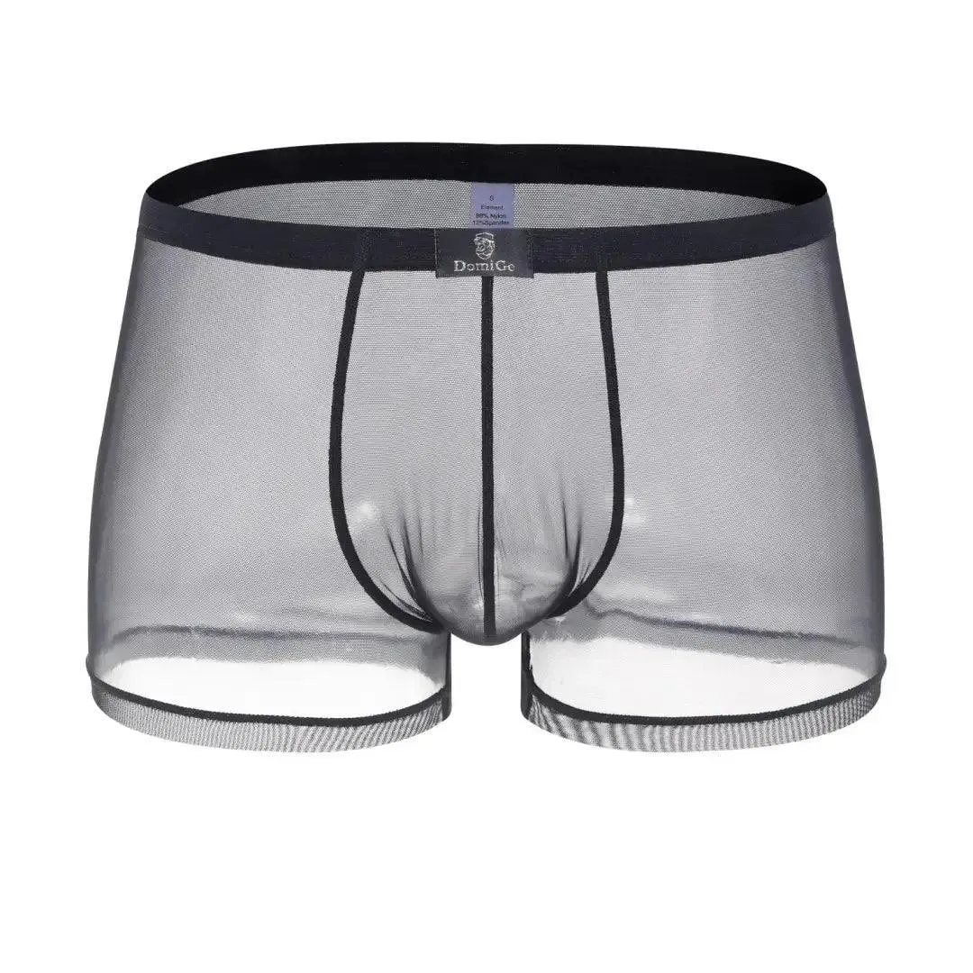 DomiGe Men's Sheer Mesh Boxer Shorts - Breathable & Sexy Male Underwear