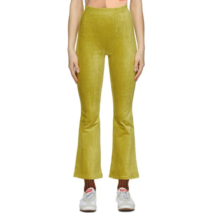 Eckhaus Latta SSENSE Exclusive Yellow Velour Trousers