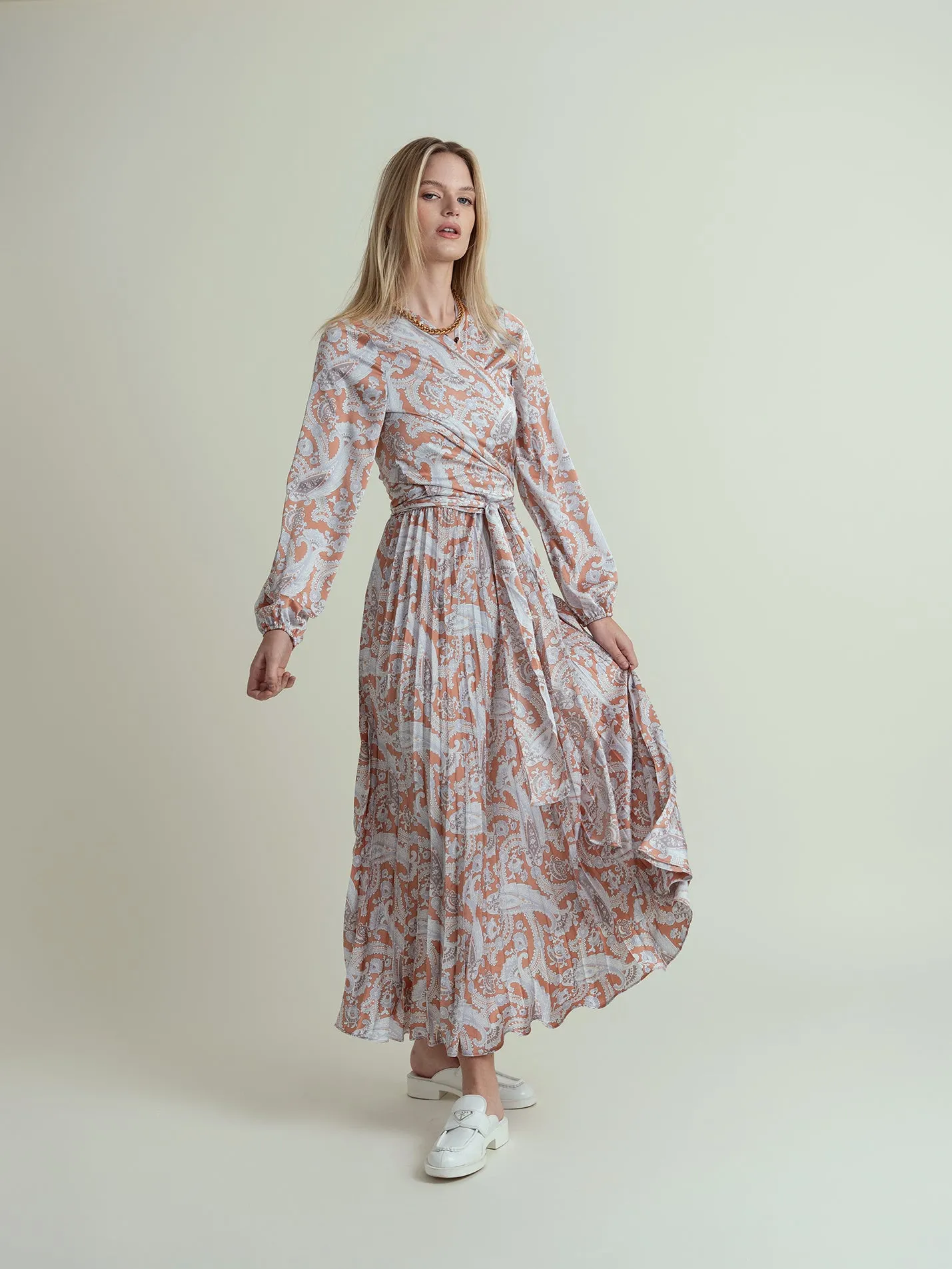 element maxi pleated slip dress