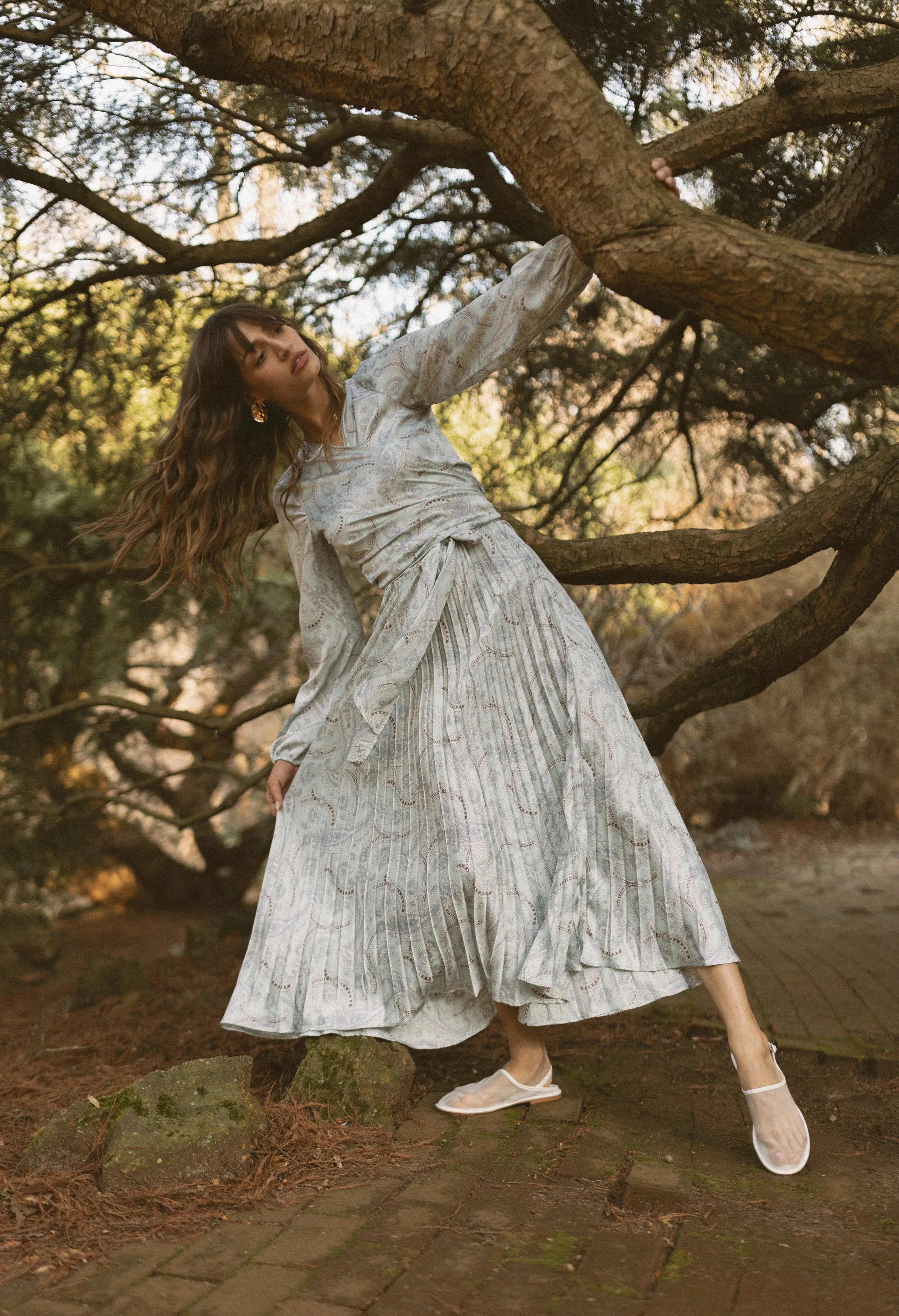 element maxi pleated slip dress
