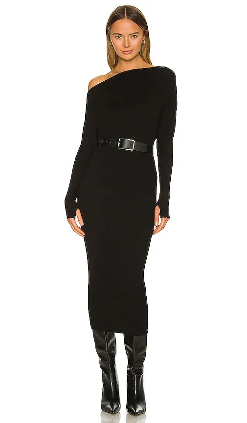 Enza Costa Sweater Knit Slouch Dress in Black