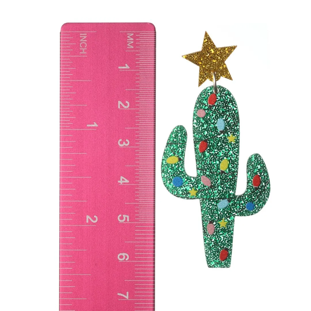 Exaggerated Christmas Cactus Dangles Hypoallergenic Earrings for Sensitive Ears Made with Plastic Posts