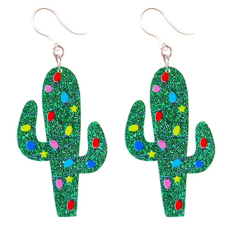 Exaggerated Christmas Cactus Dangles Hypoallergenic Earrings for Sensitive Ears Made with Plastic Posts
