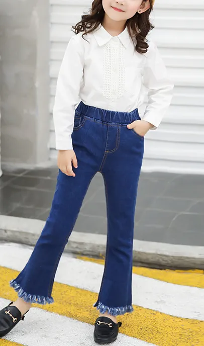 Flared Jeans with Frayed Ends