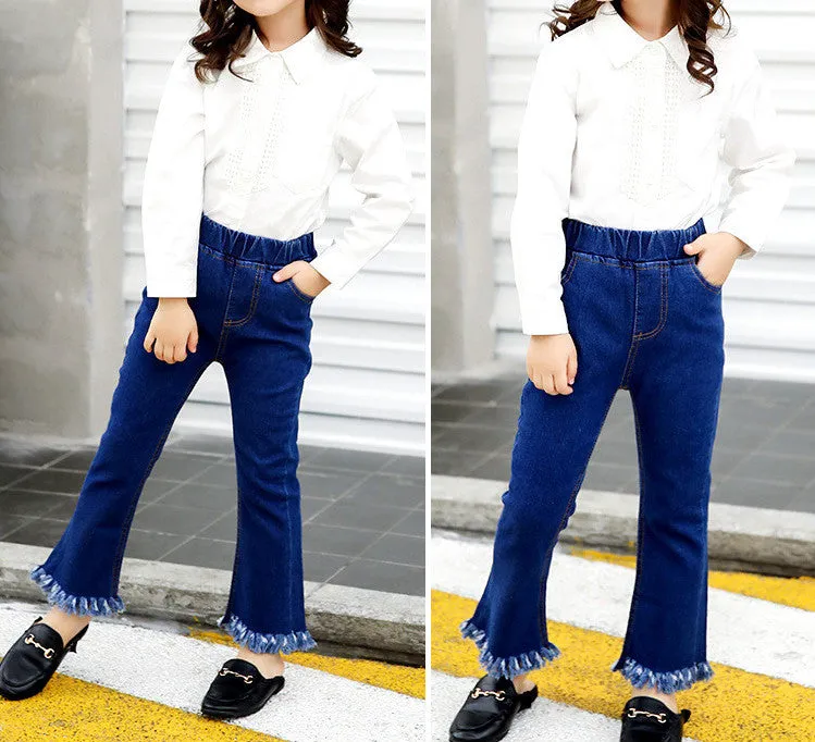 Flared Jeans with Frayed Ends