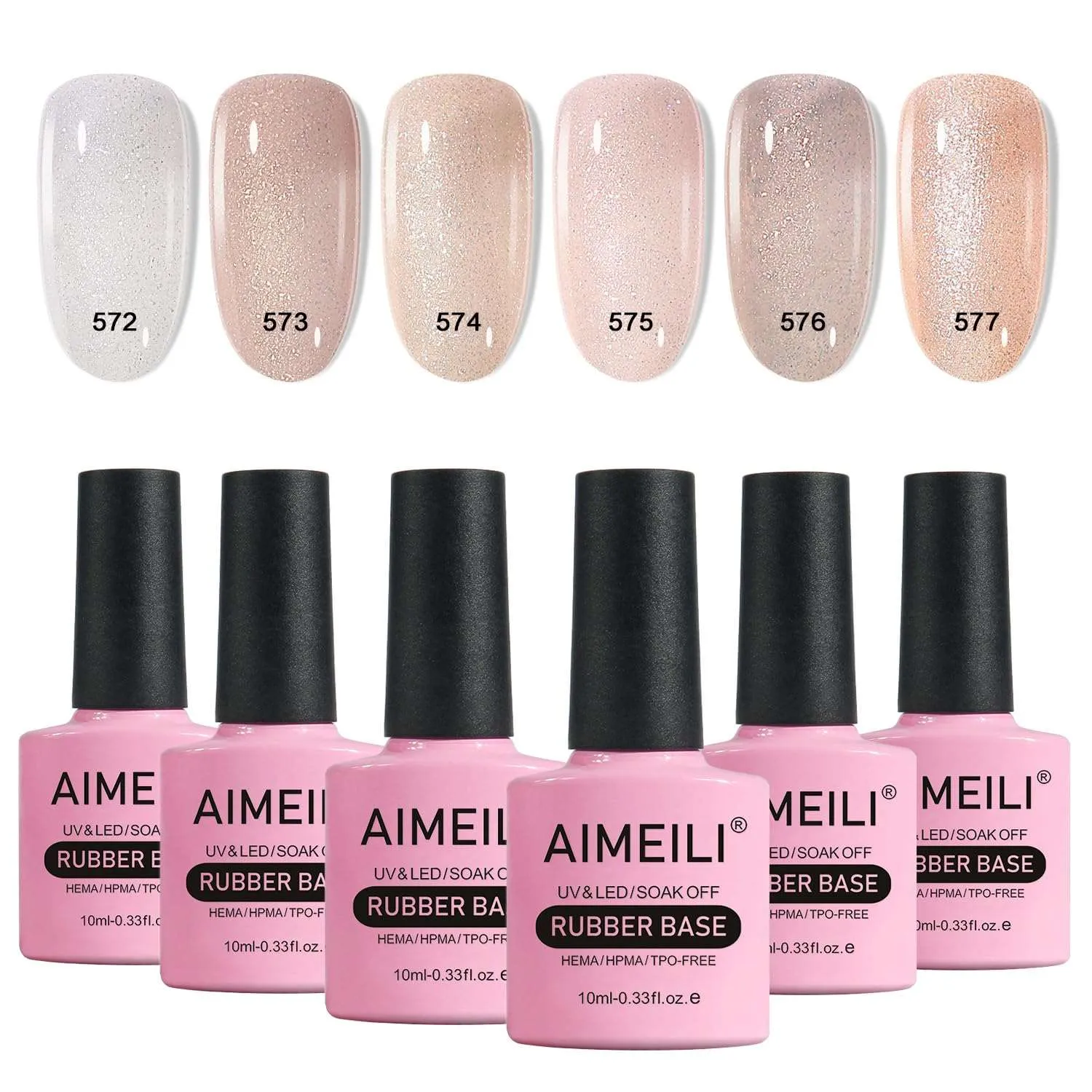 Glitter Rubber Base Gel- Set6