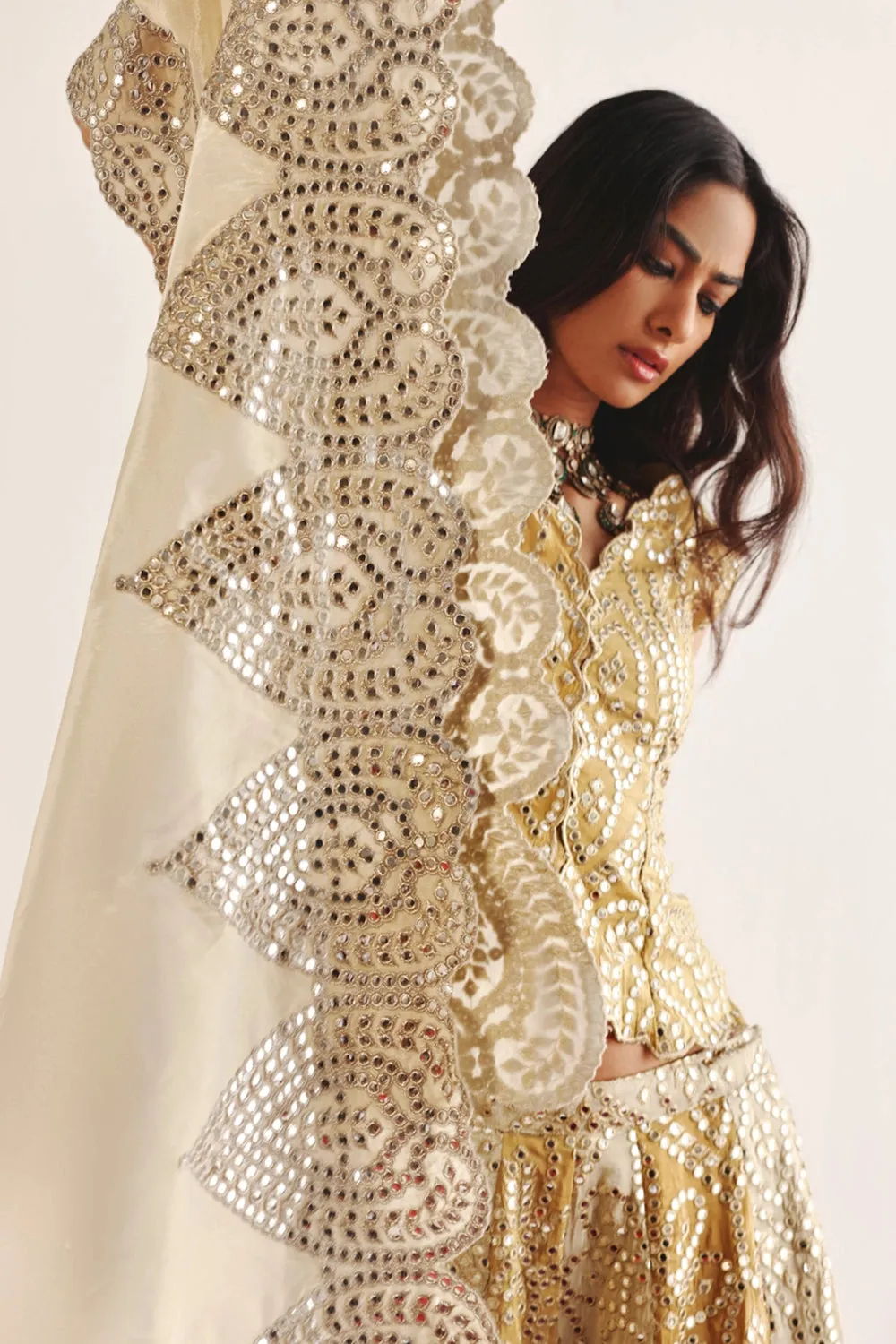 Gold Ivory Tissue & Organza Cape