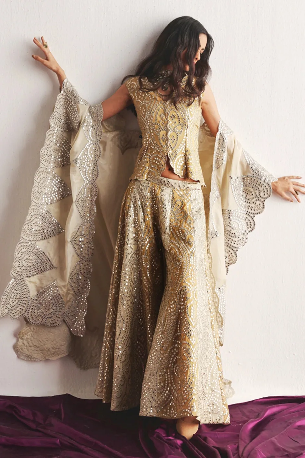 Gold Ivory Tissue & Organza Cape