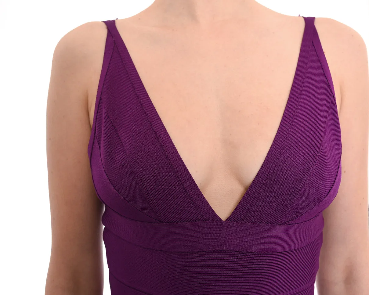 Herve Leger Purple Bandage Bodycon Dress - S