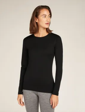 Icebreaker Women's Merino 200 Oasis Long Sleeve Crewe Thermal Top - Black