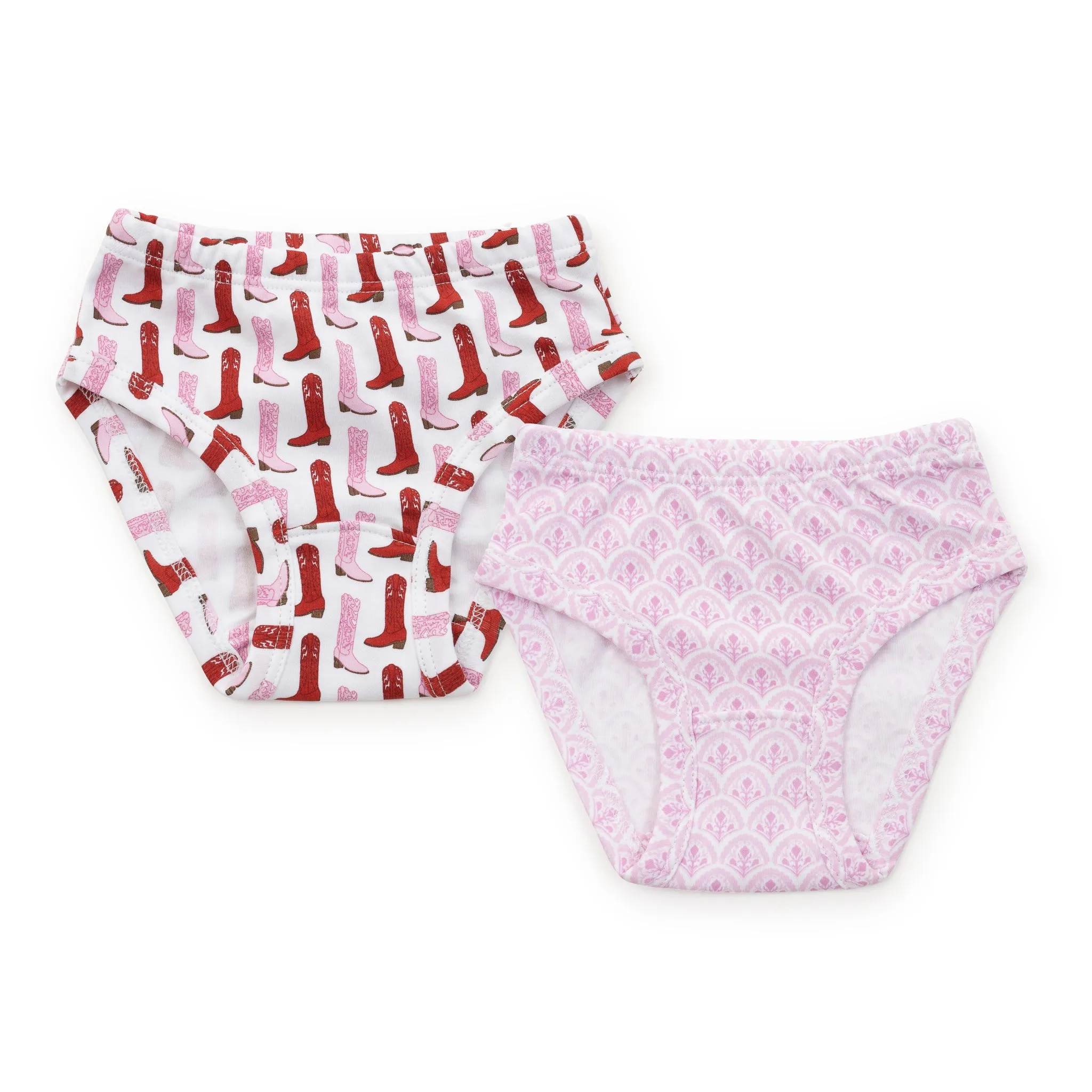 Lila   Hayes Girls Underwear Set - Cowgirl Boots/Scalloped Pink