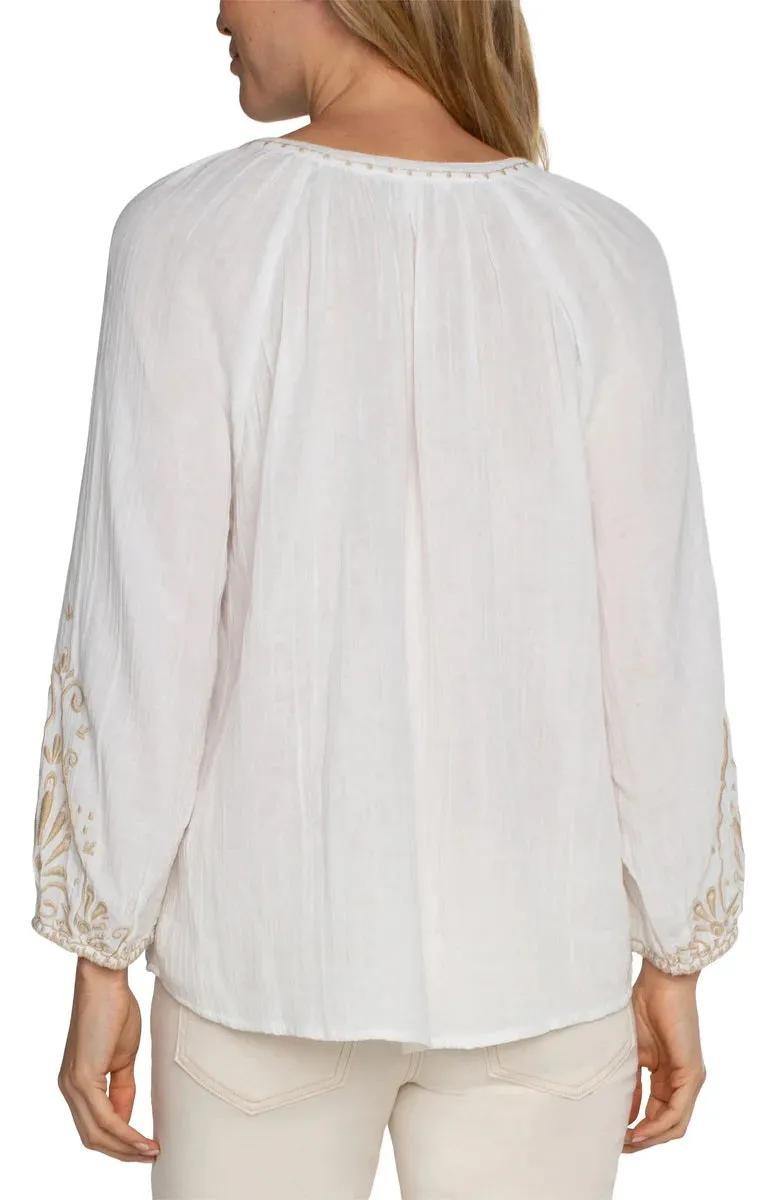 Liverpool - Embroidered Cotton Gauze Top