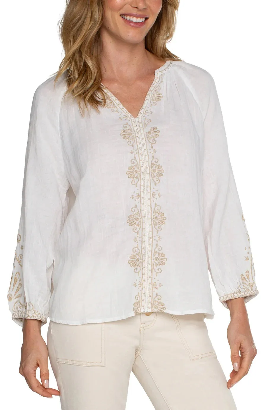 Liverpool - Embroidered Cotton Gauze Top