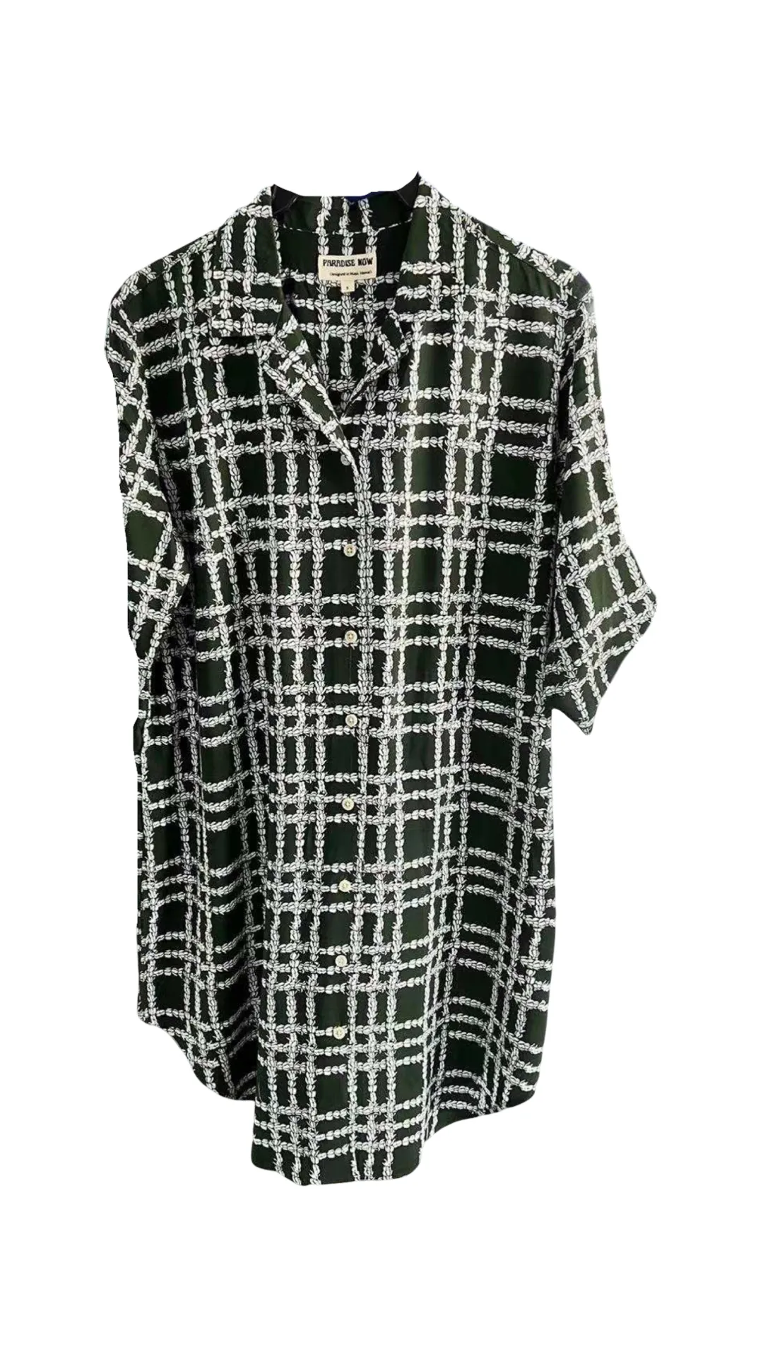 M: Women’s Shirt Dress Pikake Palaka Olive