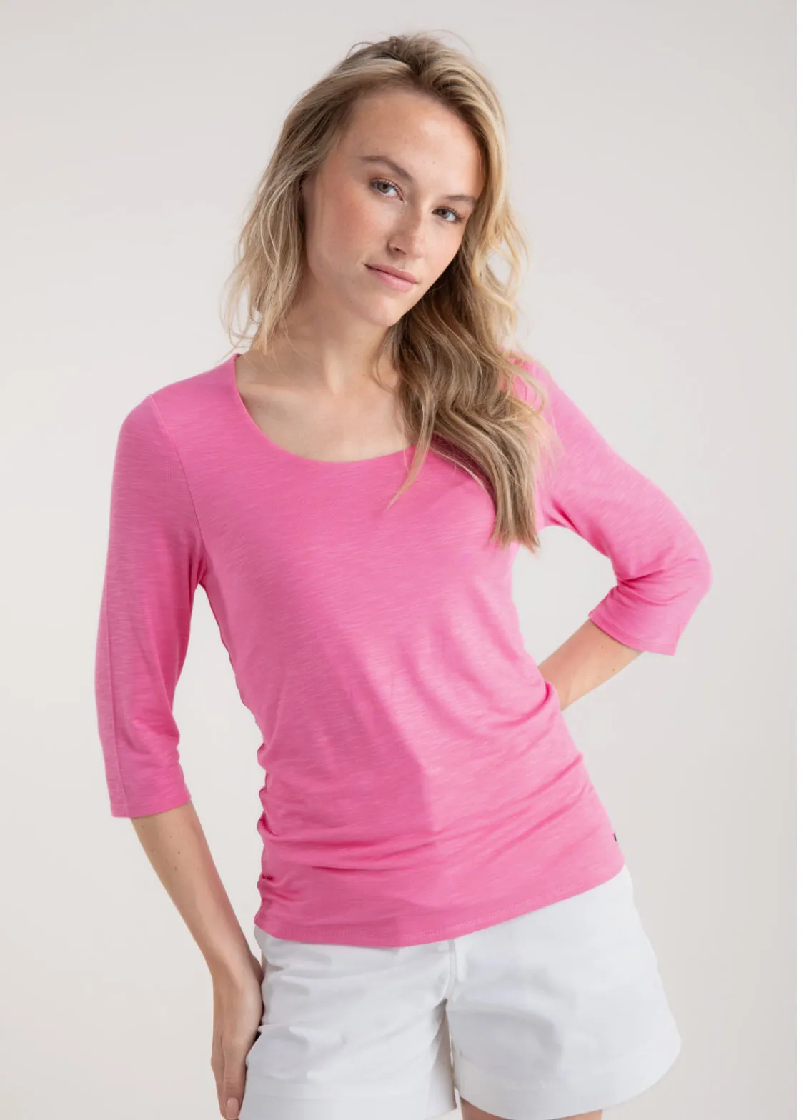 Marble 6964 Plain Scoop Neck Double Layer Stretchy Top (5 Colours)