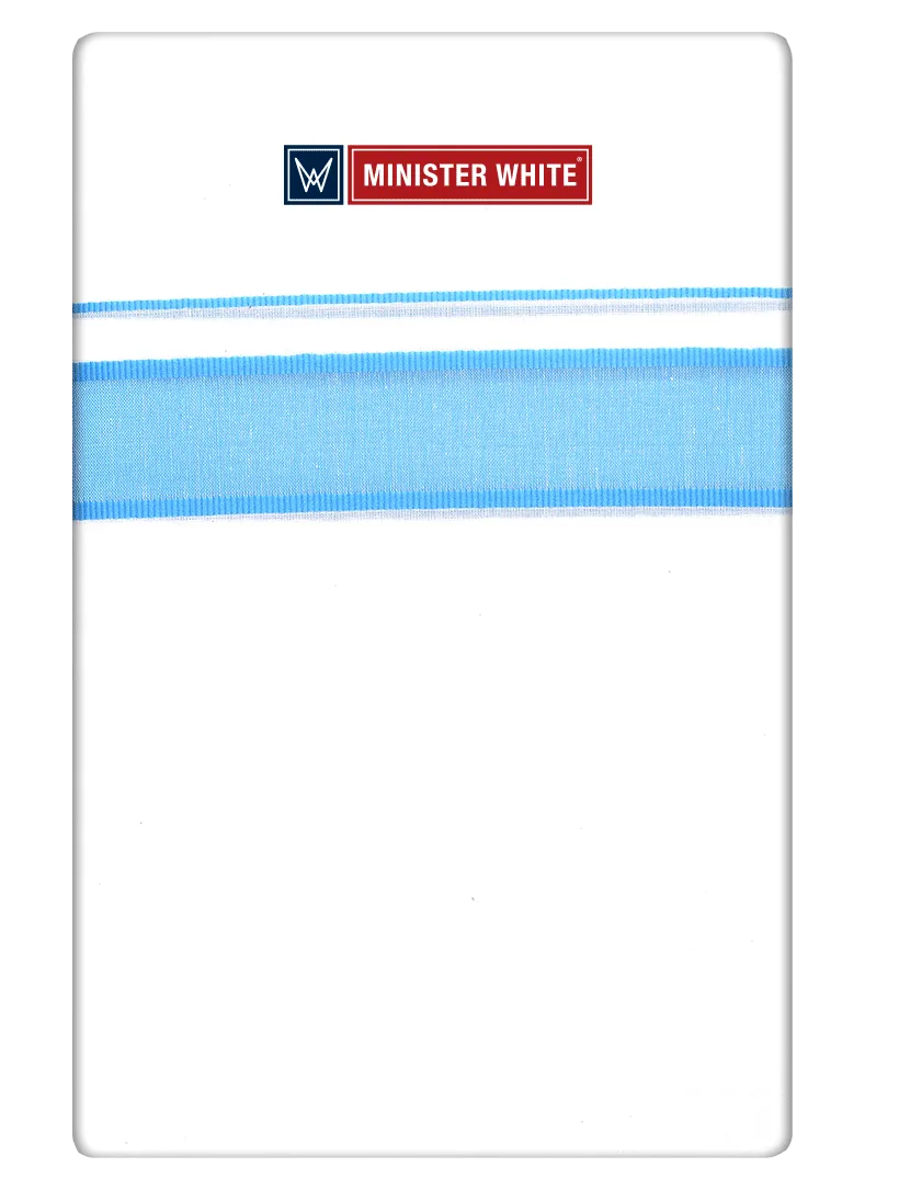 Mens Cotton White Double Layered Dhoti with Sea Blue Fancy Kara - Malabar Star