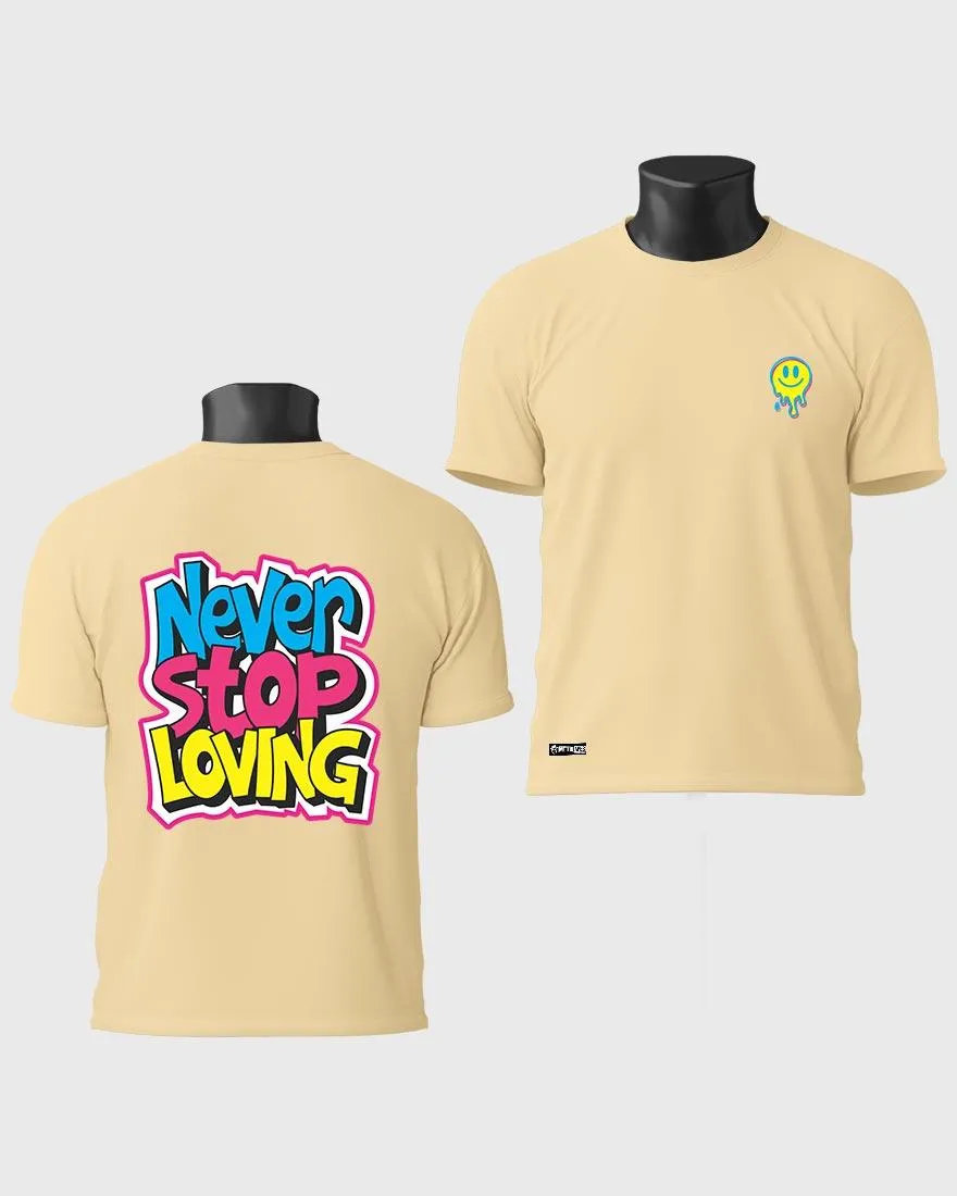 Mens Regular Tshirt Funky Never Stop Loving