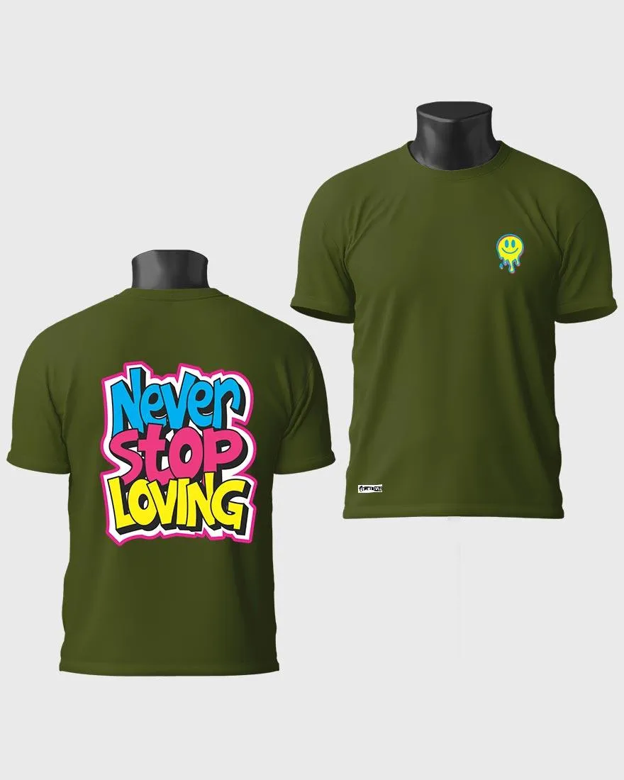 Mens Regular Tshirt Funky Never Stop Loving