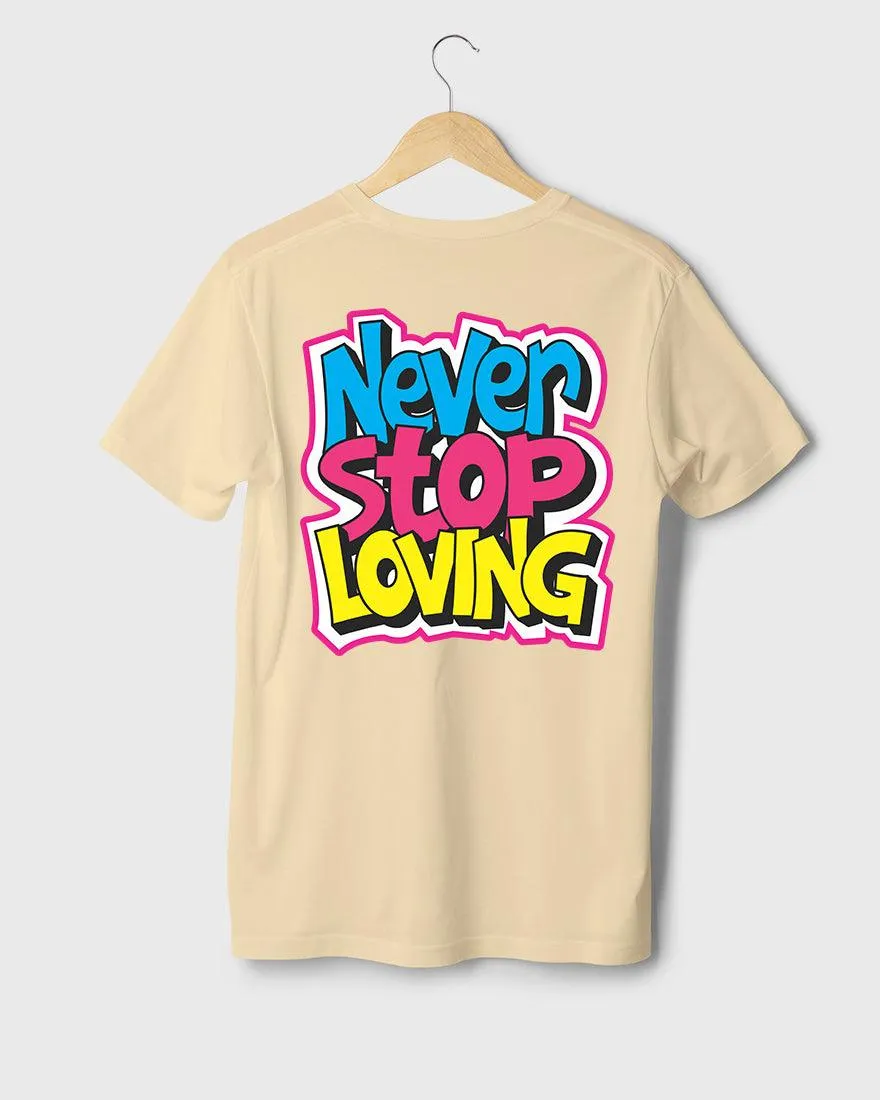 Mens Regular Tshirt Funky Never Stop Loving