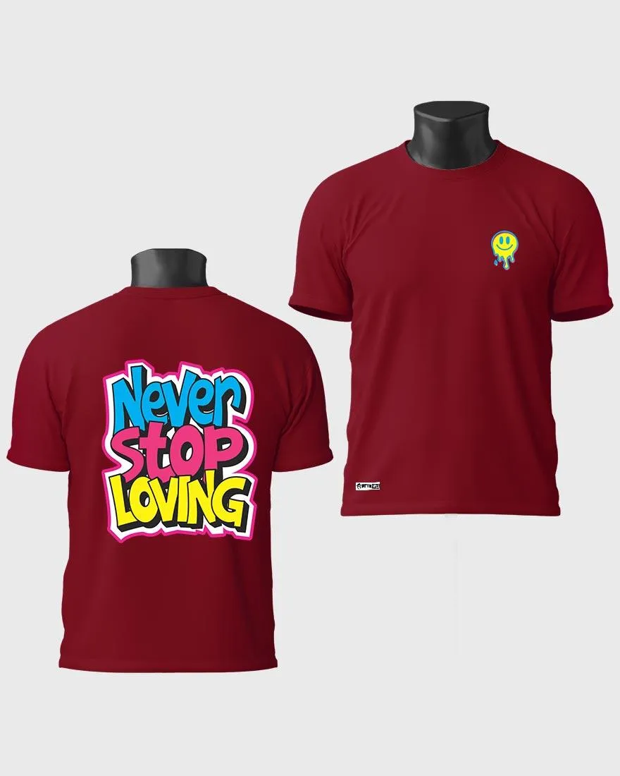 Mens Regular Tshirt Funky Never Stop Loving