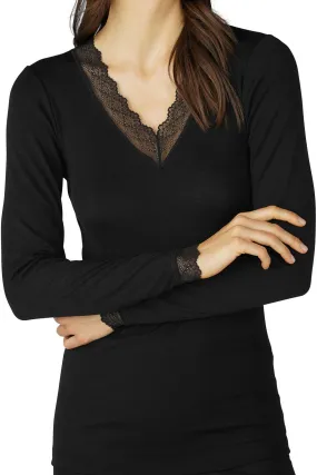 Mey 66003 Black Silk Touch Wool Long Sleeve Top