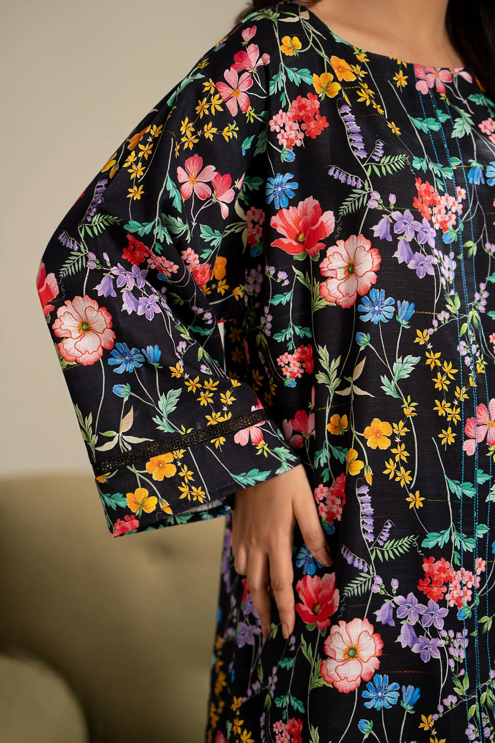 Multi Slub Khaddar Digital print