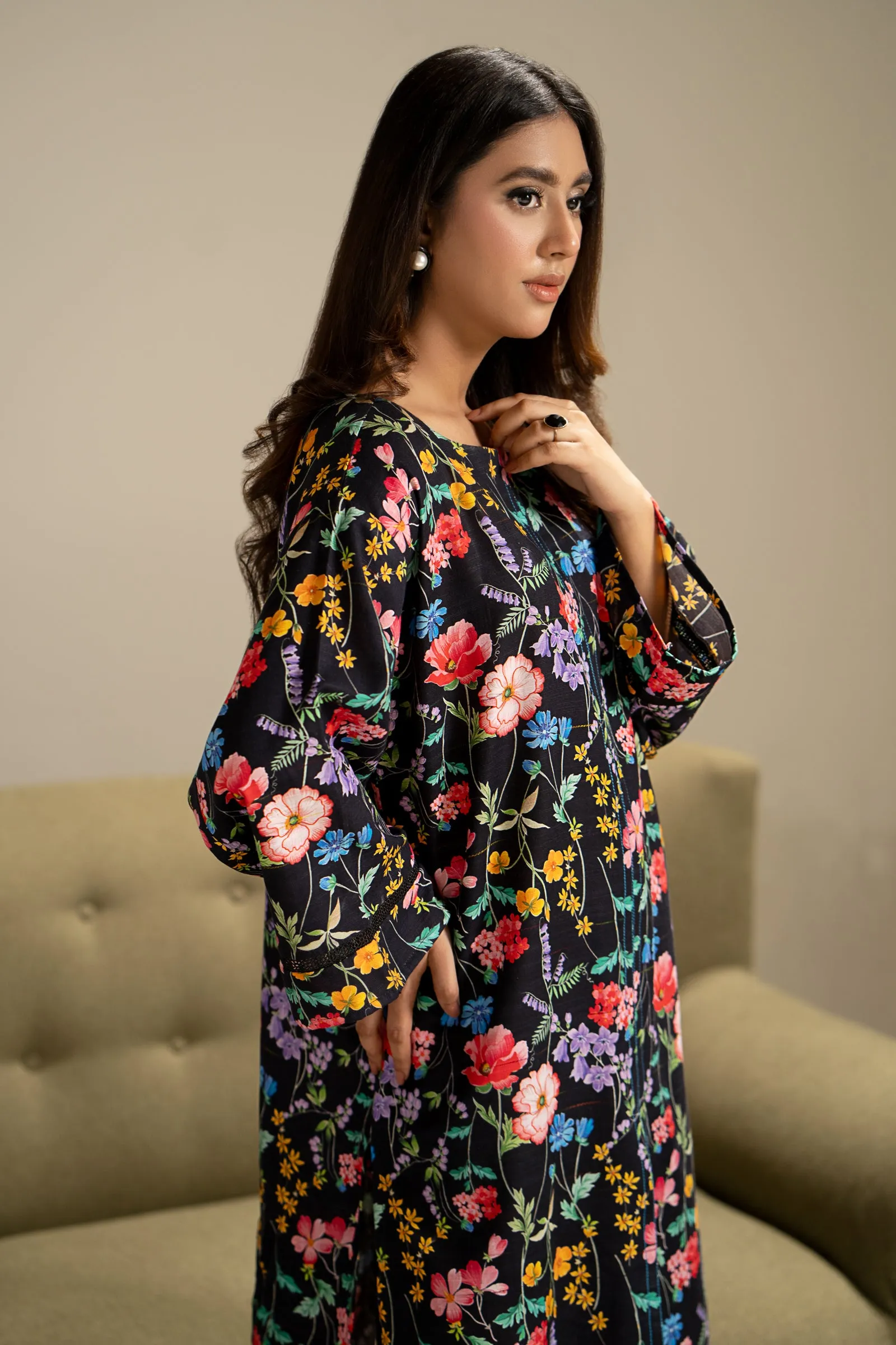 Multi Slub Khaddar Digital print