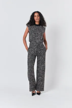 Padded Shoulder Sequined Sweater Vest