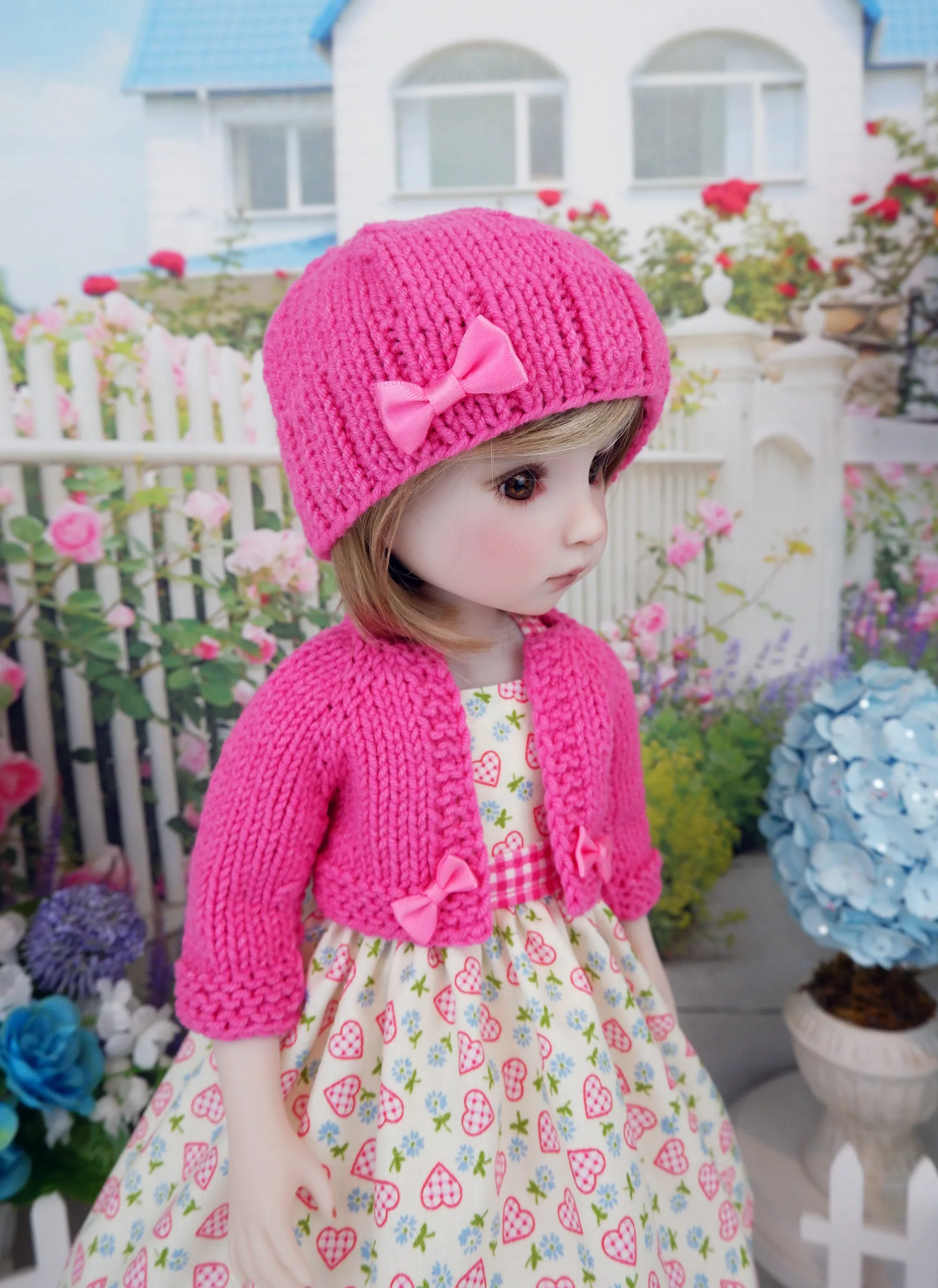 Quilted Hearts - dress and sweater with shoes for Ruby Red Fashion Friends doll