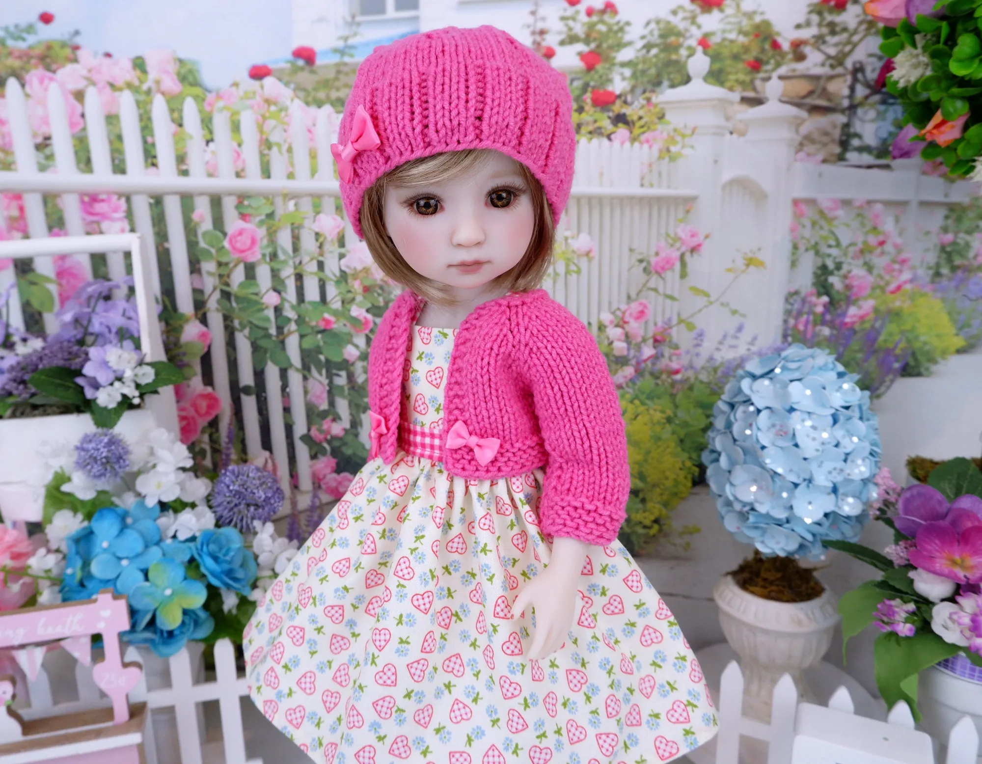 Quilted Hearts - dress and sweater with shoes for Ruby Red Fashion Friends doll