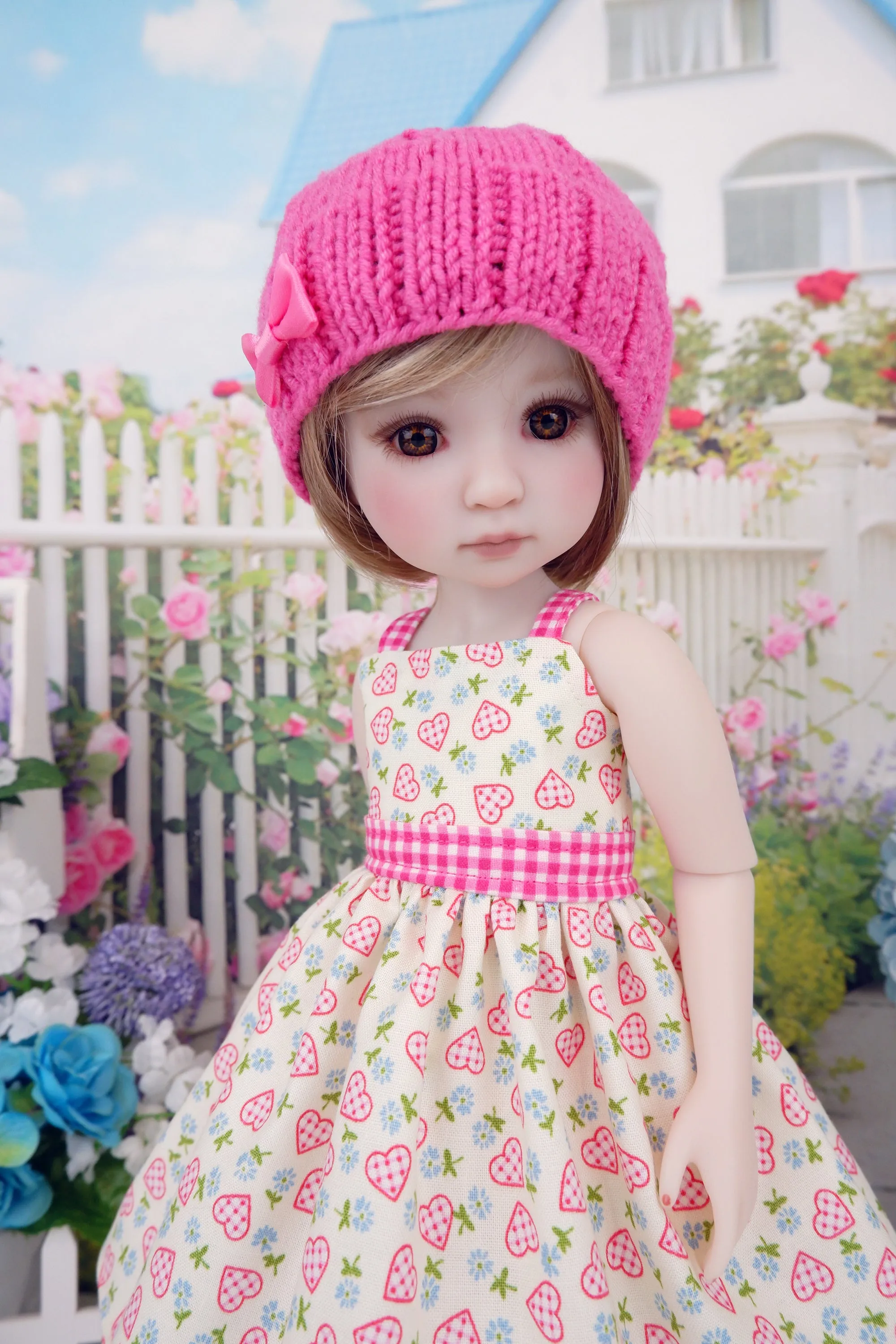 Quilted Hearts - dress and sweater with shoes for Ruby Red Fashion Friends doll